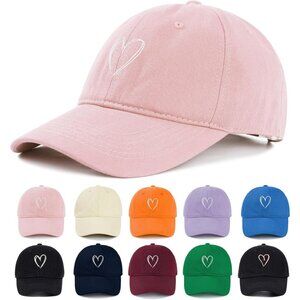 Women's Pink White Adjustable Cute Cotton Ball For Golf Tennis Baseball Cap